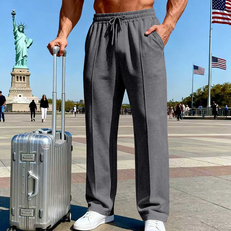 👖 50% OFF NOW! 🌿 Men's Straight Leg Pants – Elastic Waist, Drawstring & Knit – Casual Comfort & Breathable ✨