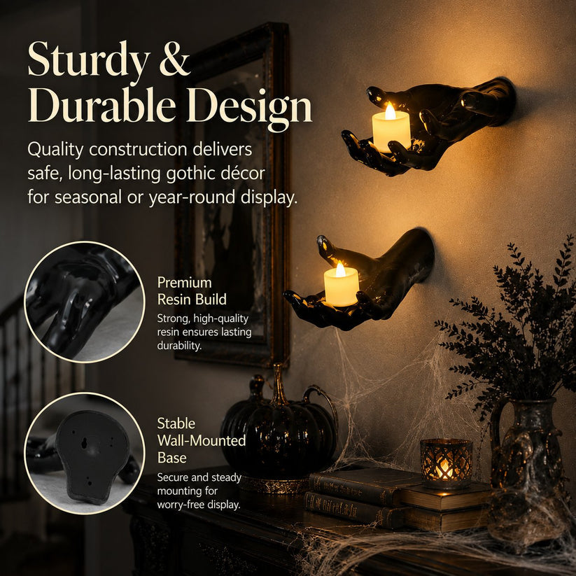 Halloween Decorations, Pack of 3 Wall Mounted Creepy Reaching Hands (Does not include candles)