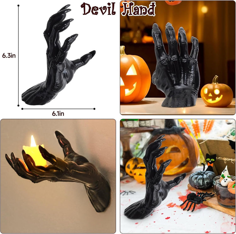 Halloween Decorations, Pack of 3 Wall Mounted Creepy Reaching Hands (Does not include candles)