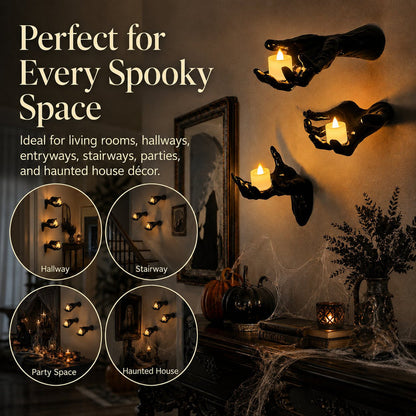 Halloween Decorations, Pack of 3 Wall Mounted Creepy Reaching Hands (Does not include candles)