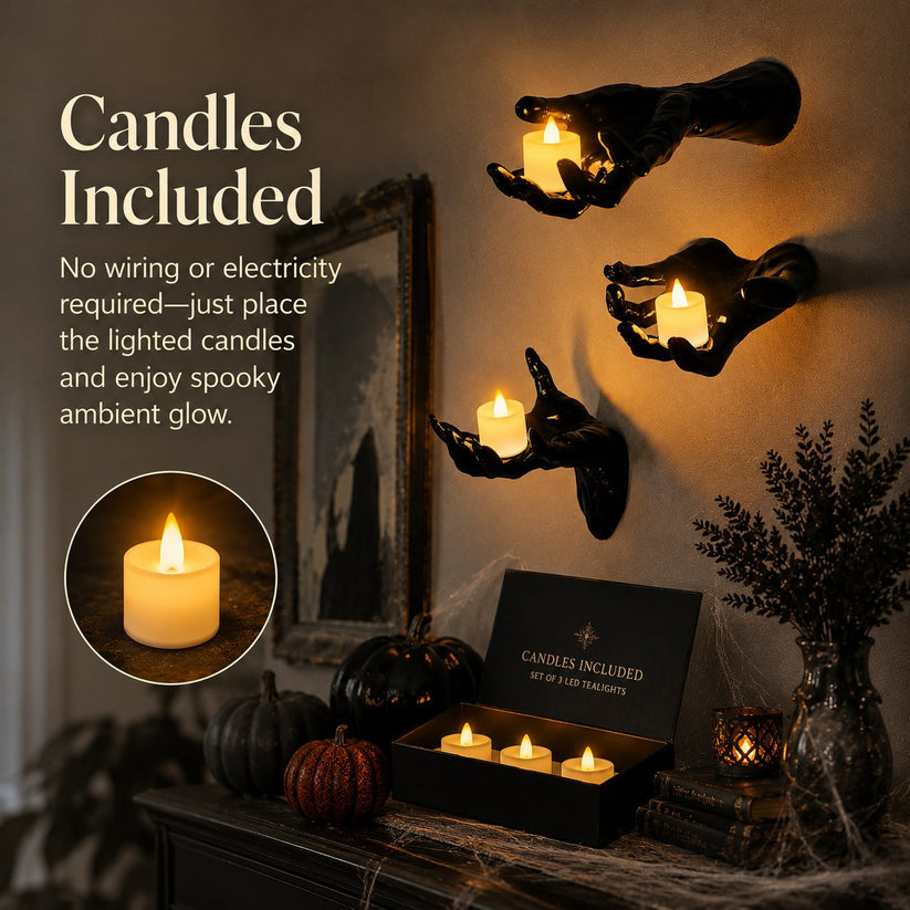 Halloween Decorations, Pack of 3 Wall Mounted Creepy Reaching Hands (Does not include candles)