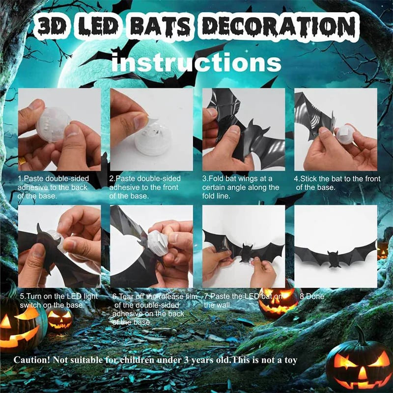 🎃 EARLY HALLOWEEN 49% OFF 🦇Halloween 3D Bat LED Wall Light Decor