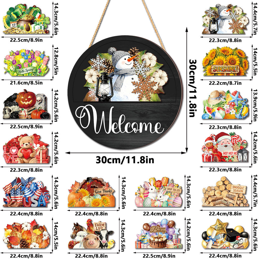 16 Pcs Interchangeable Welcome Sign for Front Door