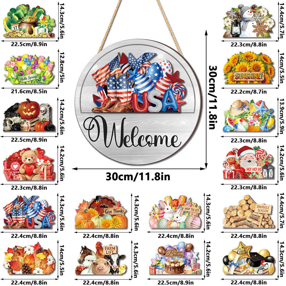 16 Pcs Interchangeable Welcome Sign for Front Door