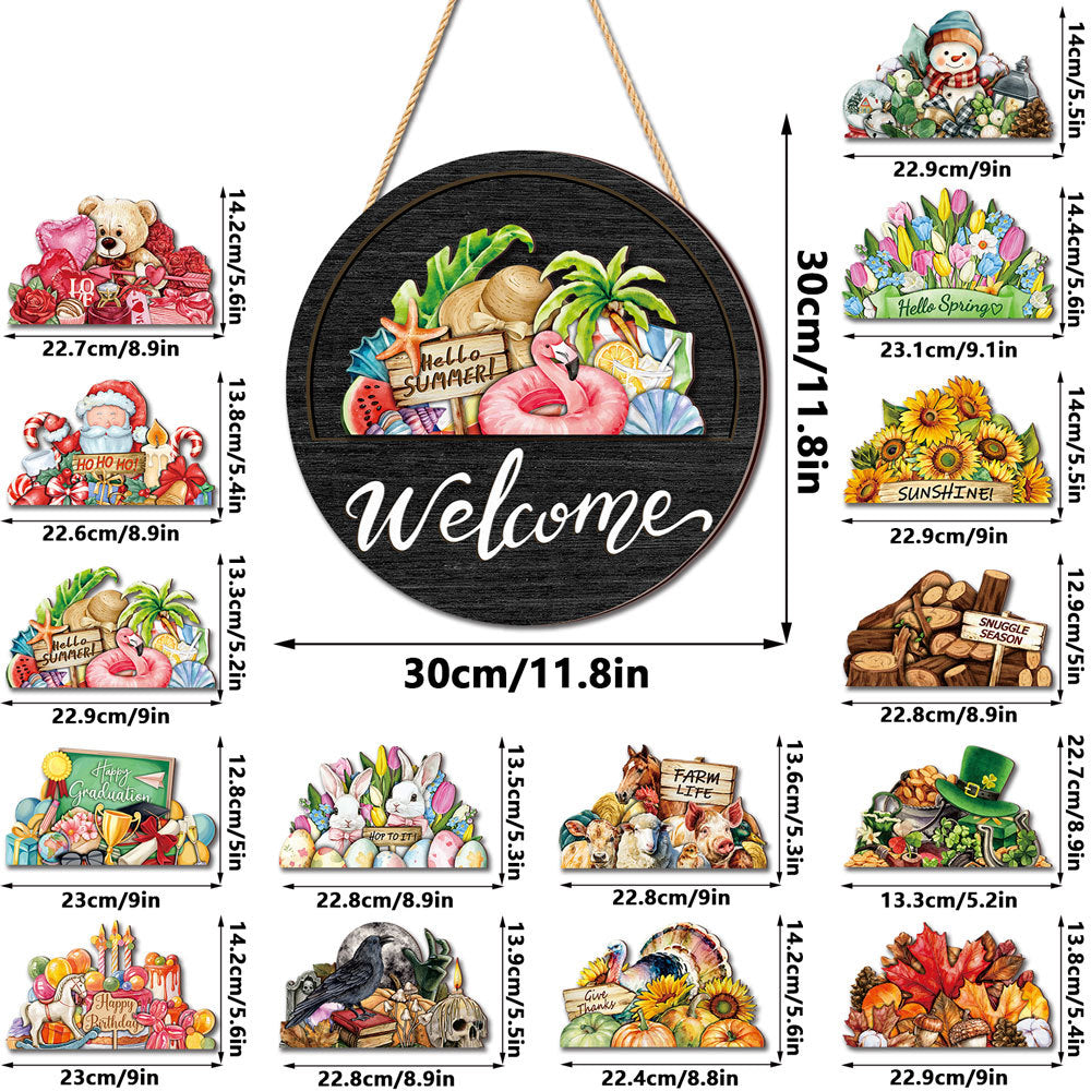 16 Pcs Interchangeable Welcome Sign for Front Door