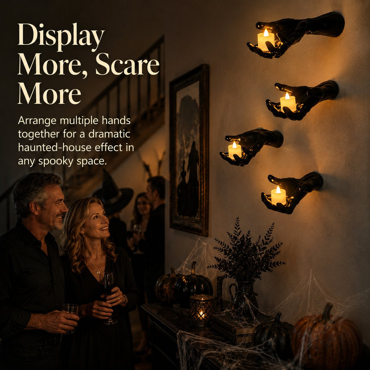 Halloween Decorations, Pack of 3 Wall Mounted Creepy Reaching Hands (Does not include candles)