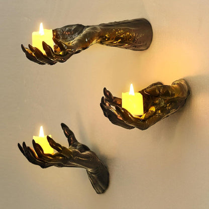 Halloween Decorations, Pack of 3 Wall Mounted Creepy Reaching Hands (Does not include candles)
